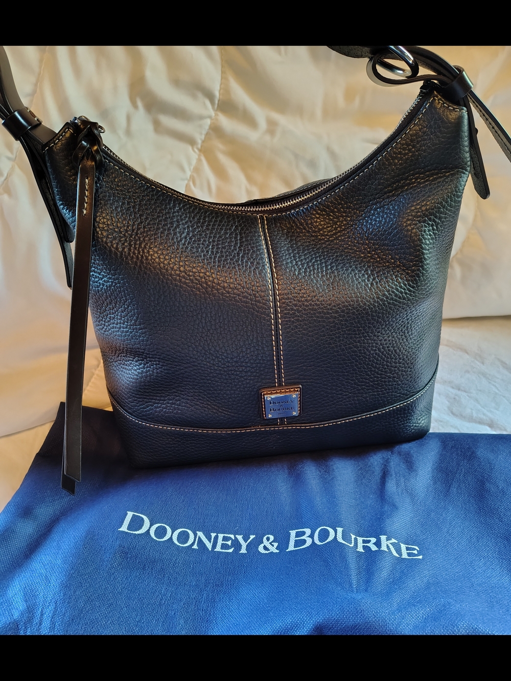 Dooney & Bourke Navy Pebble Grain Leather Hobo Shoulder Bag